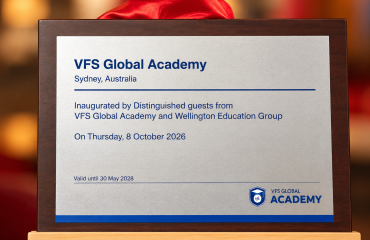 VFS Global Academy Sydney inauguration plaque dated 8 October 2026